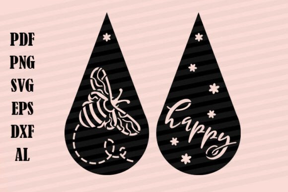 Download Drop Earrings Bee Happy Summer Cut Files - Cut files Collection