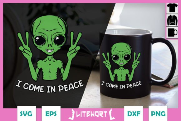 Download Alien UFO Space Peace SVG - Peace svg Collection
