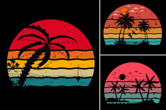 Download Sunset Retro Vintage Summer Beach TShirt - Premium Bundle