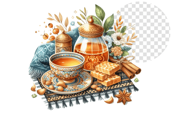 Download TeaJoy Eid Bliss Cozy Watercolor Cup - Premium Resources